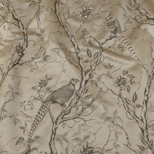 British Imported Oyster Perched Peacocks Drapery Jacquard