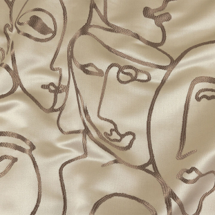 British Imported Latte Face to Face Drapery Jacquard