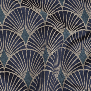 British Imported Sapphire Maze of Fans Drapery Jacquard