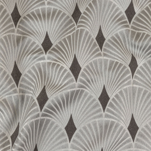British Imported Silver Maze of Fans Drapery Jacquard