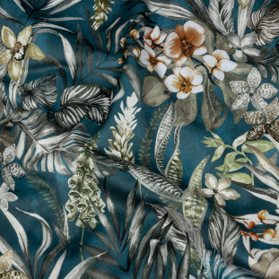 British Imported River Tropical Florals Printed Polyester Microvelvet