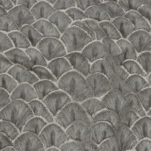 British Imported Grey Fan Scales Drapery Jacquard
