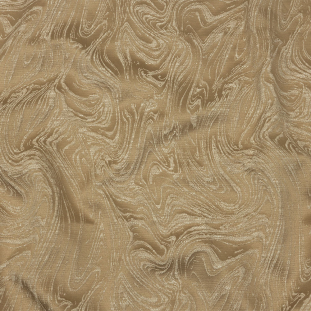 British Imported Caramel Marbled Lines Cotton and Recycled Polyester Drapery Jacquard
