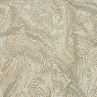 British Imported Champagne Marbled Lines Cotton and Recycled Polyester Drapery Jacquard
