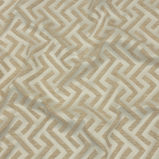 British Imported Champagne Broken Chevrons Cotton and Recycled Polyester Drapery Jacquard