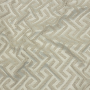 British Imported Ivory Broken Chevrons Cotton and Recycled Polyester Drapery Jacquard