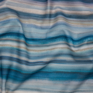 British Imported Blue Painterly Stripes Cotton Canvas