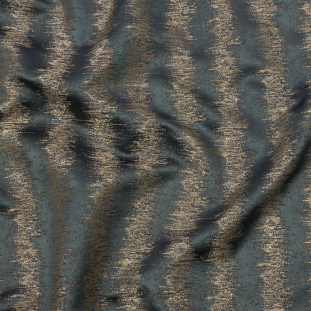 British Imported River Ikat Stripes Satin Faced Metallic Drapery Jacquard