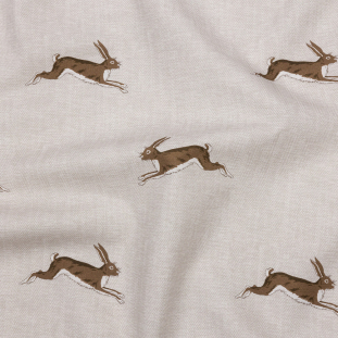 British Imported Stone Running Hares Printed Cotton Canvas