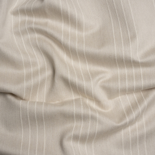 British Imported Ecru Textured Stripes Cotton Blend Twill