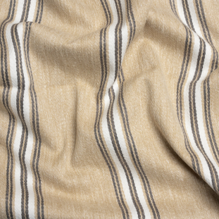 British Imported Fawn Striped Cotton and Polyester Drapery Twill