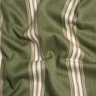 British Imported Spruce Striped Cotton and Polyester Drapery Twill