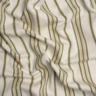 British Imported Sage Herringbone Striped Polyester and Cotton Twill