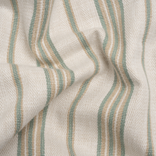 British Imported Seafoam Herringbone Striped Polyester and Cotton Twill