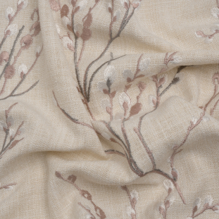 British Imported Blush Prairie Willow Embroidered Drapery Woven