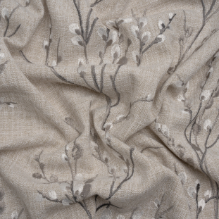 British Imported Steel Prairie Willow Embroidered Drapery Woven