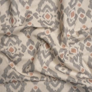 British Imported Rose Ikat Geometries Printed Cotton and Linen Canvas
