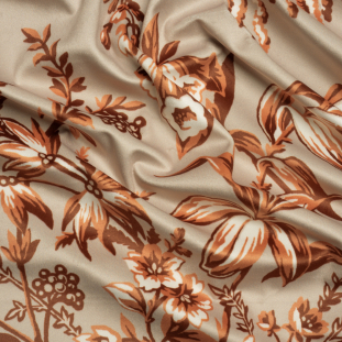 British Imported Ember Floral Printed Polyester Microvelvet