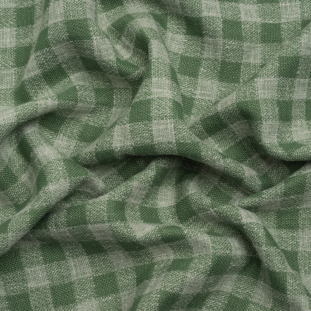 British Imported Bottle Green Gingham Drapery Woven