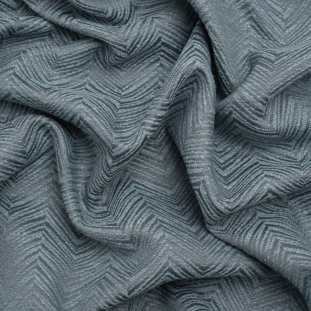 Herringbone Chevrons Recycled Polyester and Cotton Drapery Jacquard - Denim - British Imported