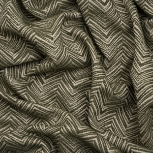 Herringbone Chevrons Recycled Polyester and Cotton Drapery Jacquard - Spruce - British Imported