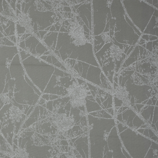 British Dove Cotton Canvas with Printed Abstract Branches