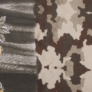 Italian Metallic Abstract Camo/Floral Printed Stretch Cotton Woven