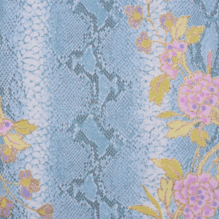 Soft Blue/Orchid/Kiwi/Gold/Whi Reptile-Floral Cotton-Lycra Twill