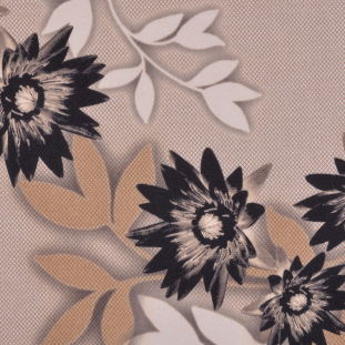 Italian Taupe Floral Stretch Cotton Canvas
