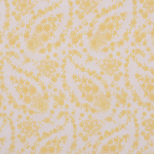 White/Pastel Yellow Stretch Cotton Poplin