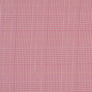 Pink and Off-White Plaid Cotton-Rayon Suiting