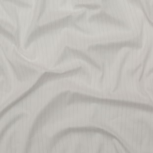 White and Silver Metallic Striped Cotton Shirting