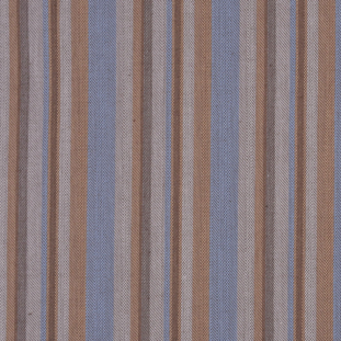 Italian Taupe and Blue Striped Cotton Suiting