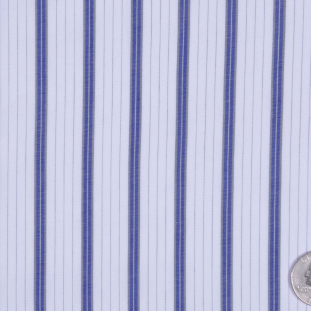 White and Navy Striped Cotton Shirting