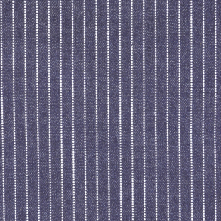 Italian Blue and White Dotted-Stripe Cotton Denim