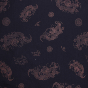 Black and Copper Dragon-Print Cotton