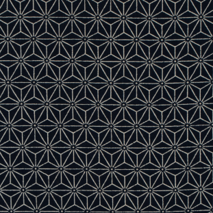 1.5 Yards of Navy and Beige Geometric Linen Woven