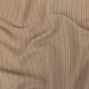 Oyster Gray and Tiramisu Striped Linen and Rayon Woven