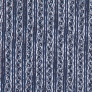 Famous Designer Navy Striped Cotton-Nylon Lace