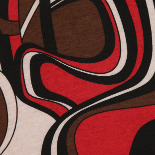 Red and Brown Swirl-Print Jersey