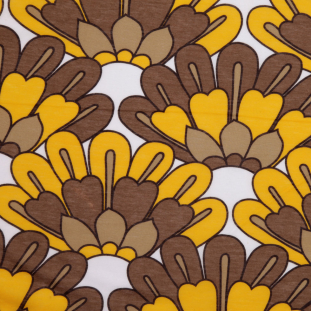Marigold and Brown Retro Floral Poly Print