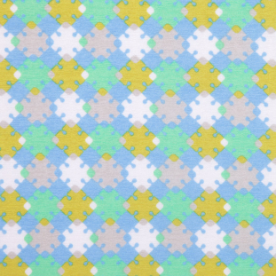 Multicolor Aqua Geometric Poly Jersey Print