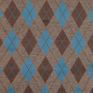 Brown/Taupe/Turquoise Argyle Cotton-Blend Knit