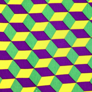 Yellow, Lime and Majesty Purple Geometric Rayon Jersey