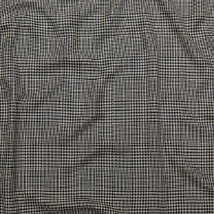 Black and Cannoli Cream Glen Plaid Rayon Suiting