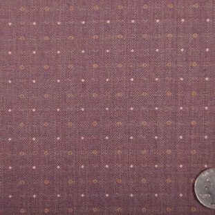 Famous Designer Italian Muted Grape and Pink Dotted Wool Twill