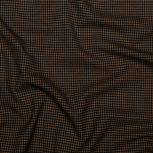 Italian Light Brown and Caviar Houndstooth Wool Suiting