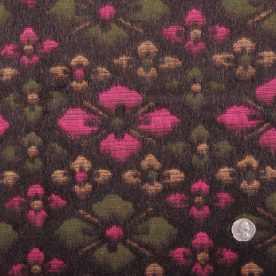 Italian Green/Pink Floral Wool Woven