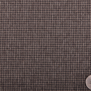 Italian Dark Brown Checked Wool-Blend Tweed Suiting