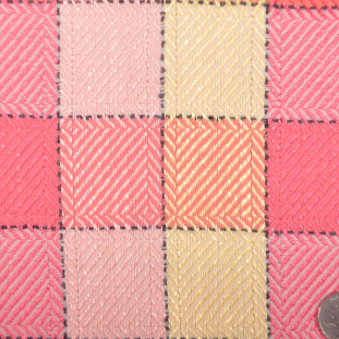 Easter Pink/Yellow/Orange Plaid Wool-Rayon Suiting